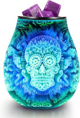 Branded01 313037146161 Skull Halloween Scentsy Warmer 3d Glass Electric Wax Melt With 7 Colour C