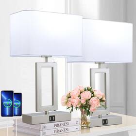 Ql5166w-s Brightwe Table Lamp Set Of 2 Lamps For Bedroom Touch Control With Usb P