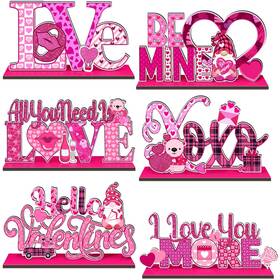 Duu-burbell-0178 Burbell 6 Pcs Valentines Day Table Decoration Wooden Centerpiece For