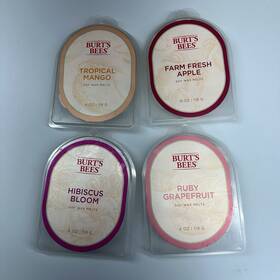 054090668 Burts Bees Wax Warmer Melts Hibiscus Grapefruit Mango Apple Natural Soy Lot Of 4