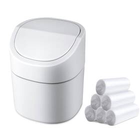 Business King 658566698999 Mini Desk Trash Can With Lid Bags 180 Pcs Swing-lid Tiny Counterto