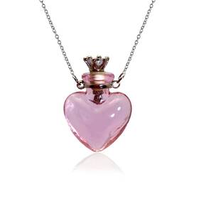 Bysxny 785707446206 Pink Heart Essential Oil Diffuser Necklace Stainless Steel Chain Make A Wish