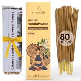 5o-59uf-xion Calmveda Indian Sandalwood Incense Sticks - 80 Charcoal Free Upcycled Flowers