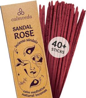 Calmveda 744110142297 Sandal Rose Incense Sticks Natural - For Meditation 40 Clean C