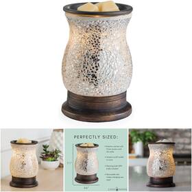 Candle Warmers Etc 833245031177 Light-up Fragrance Warmer Glass Melter Reflection Mosaic Silver Room Freshener