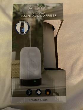 Candle Warmers Etc 833245039937 Airomeft Essential Oil Ultrasonic Diffuser With Peppermint Frosted Glass