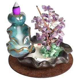 Ceramics Waterfall Incense Burner Yimisya Healing Crystal Amethyst Money Tree Ba