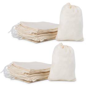 Chielor 747301978699 50pcs Cotton Muslin Bags - 5.9 X 3.9 Inches Eco-friendly Drawstring For