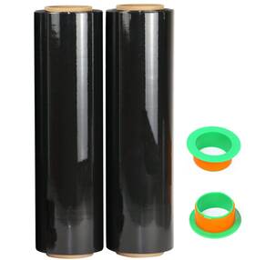 Bsf2p Chuangseed 2-pack Black Stretch Wrap 18 Inch X 1000 Feet 80 Gauge Industrial Strength With P