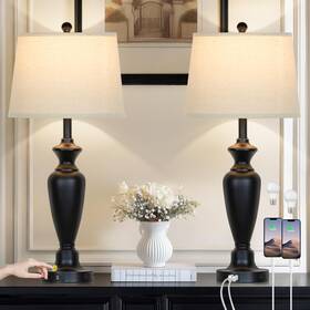 Td-cy-566 Cinyirong 30 Inch Tall Table Lamps Set Of 2 Touch Control Bedside Lamp With Usb A C Ports