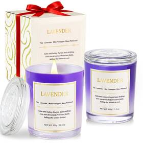 Ca01037us Cjvius Lavender Candle Gift Set 2 Pack Wood Wick Soy Wax Scented Candles With G