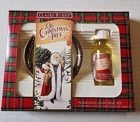 Claire Burke 046936908102 Oh Christmas Tree Fragrance Light Ring Set 1/2 Oz 14ml Oil Vtg