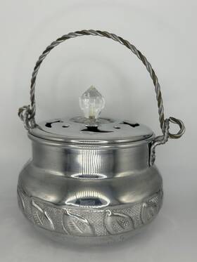 Cl00572 Claire Burke Vtg Aluminum Silver Potpourri Herb Pot Cauldron Burner With Lid