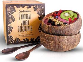 Cocobowlco 655043998397 Coconut Bowl And Wooden Spoons - Eco Friendly Kitchen Decor Acai Smoothie Bo