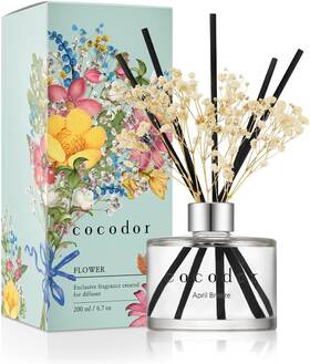 Cor-aroma200-apex Cocodor Co. Ltd Reed Diffuser Set With Preserved Babys Breath Sticks/april Breeze