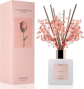 Cocorrina 313031796782 Premium Reed Diffuser Set With Preserved Babys Breath And Cotton Stick 6.7oz