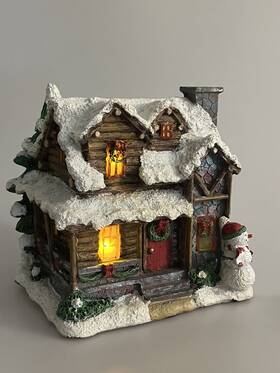 Item-95700 Collections Etc Smoking Country Christmas Cabin Incense Burner Holiday Village Decor Winter X8