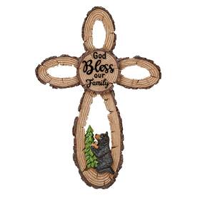 L067e Collections Etc Inch God Bless Our Family Black Bear Religious Cabin Wall Cross