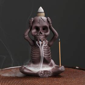Sllb951275 Comeon Skull Decor Incense Stick Holder Reverse Flow Censer Waterfall Burner