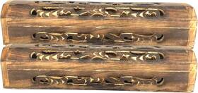 Crystalo-cb05 Crystalo 2 Pack Wooden Coffin Incense Sticks Burner - 12 Inches Carved Carving