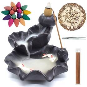 Cyran 729257194729 Ceramic Backflow Incense Holder Waterfall Burner Aromatherapy Ornament H