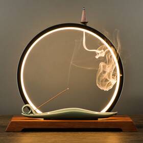 Dobehome 758355620380 Incense Holder With Led Light Ring Ceramic Burner Waterfal For Meditatio