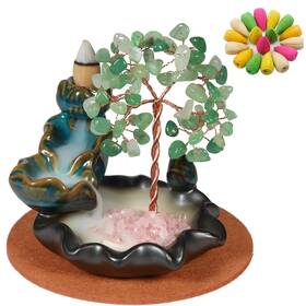 009898 Dreamgirnh Backflow Incense Burner Waterfall Holder Gemstone Money Tree Home D
