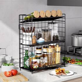 Hm5435 Dtuqyx Spice Rack Organizer 3 Tier Adjustable Height Installation Free