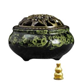 Duohemeng 793288735343 Ceramic Incense Burner With Lid Bowl Cone Cerami
