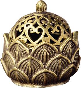 Do115 Dwuww Gold Lotus Incense Burner Vintage Flower Holder Cone I