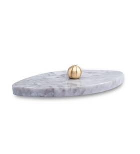 Ebsem 810033329791 Sermo Ovoid Marble Incense Holder Burner Oval Cloudy - Gray White
