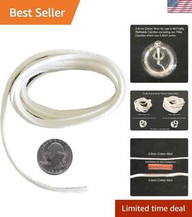 Eco Cotton Wick For Oil Lamps 859064003379 Eco-friendly 5 Feet Braided Wicks - Perfect And Candles