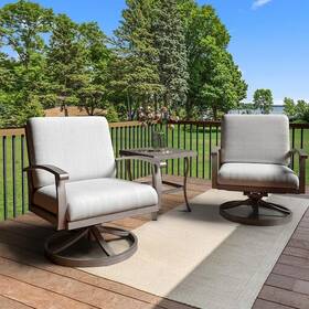 Egeiroslife 615967045003 Swivel Rockers Chairs 3-piece Aluminum Patio Conversation Set