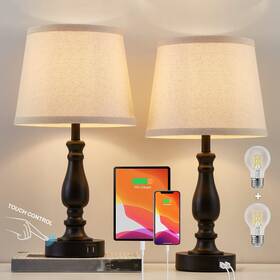 E-98008a Ejiaxin Lamps For Bedrooms Set Of 2 Touch Bedside Table Lamp With Usb Ports 3 Way D