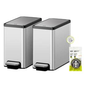 Eko 951800605930 Slim Small Bathroom Trash Can With Lid Stainless Steel Kitchen Garbage C