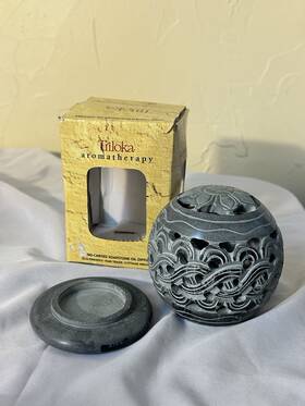 Elegant Expressions 040338492542 Triloka Carved Soapstone Oil Diffuser Warmer 4 Inch Tall New