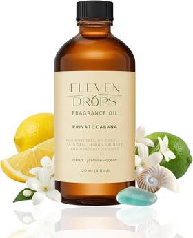 Eleven Drops 313051573509 Private Cabana Fragrance Oil Citrus Jasmine And Ocean Notes Long Lasting Scen