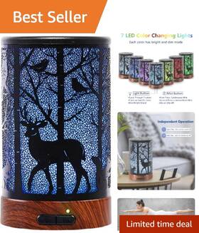 Essential Oil Diffuser 663250588300 150ml Metal With 7 Led Colors And Auto Shut-off Safety