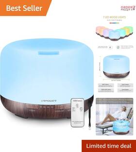 Essential Oil Diffuser 713924818605 500ml 5-in-1 Ultrasonic And Humidifier - Adjustable Mist