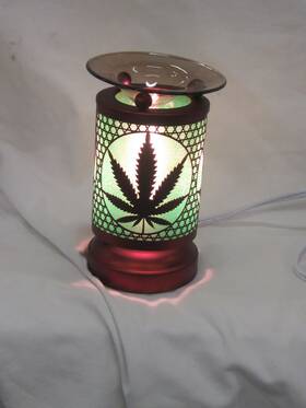 Et547 Ets Design Luxury Green Color Metal Pot Leaf Fragrance Oil Lamp Electric /touch Dimmer 5 Inch