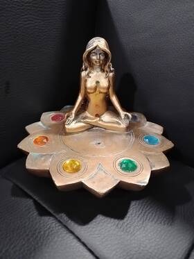 Fantasy Gifts 810171025128 4 Inch X5 Bronze Tone Resin Chakra Stones Incense Burner Nude Yoga Girl Zodiac Fantasy Gifts 810171025128 4 Inch X5 Bronze Tone Resin Chakra Stones Incense Burner Nude Yoga Girl Zodiac