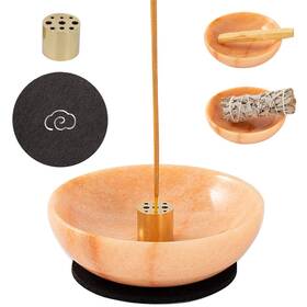 Bowl3352 Fasolahome 768494037376 Rare Natural Red Marble Incense Holder Burner