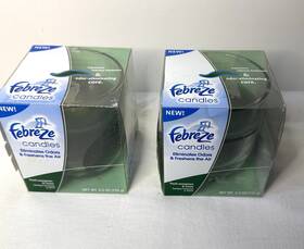 2xfebreze Febreze 95198261 Vtg Year 2006 Odor Eliminating Candles Fresh Evergreen Snow Rare New