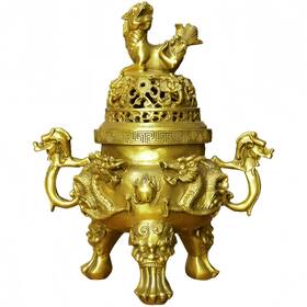 Fengshui-caishen 081904543428 Top Brass Incense Burner And Holder Censer - Handmade For Home Decor Meditatio