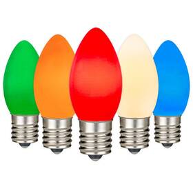Festive Living Fl-c9-7c-asst 25 Pack Vintage Ceramic C9 7w Assorted Bulbs 5 Red Blue Green Orange