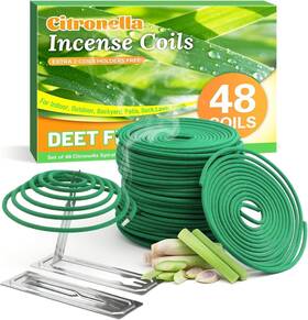 Firik 313107811876 Citronella Coils 48 Pack Incense Coil With 2 Holders Natural