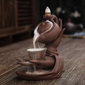 Fiyoeo 501133920595 Buddha Hand Series Backflow Incense Burner Indoor Smoke Waterfall Holder