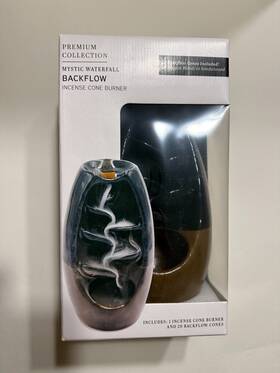 Flora Classique 818326014645 Premium Collection Mystic Waterfall Backflow Incense Cone Burner 20 Cones Inside
