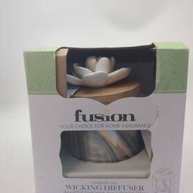 035-015-74068 Fusion Sophrette Wood And White Ceramic Essential Oil Wicking Diffuser Bnib Sealed
