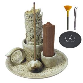 Xymo0002-g Fyedroed 4 In 1 Incense Burner Holder For Sticks Palo Santo Candle And